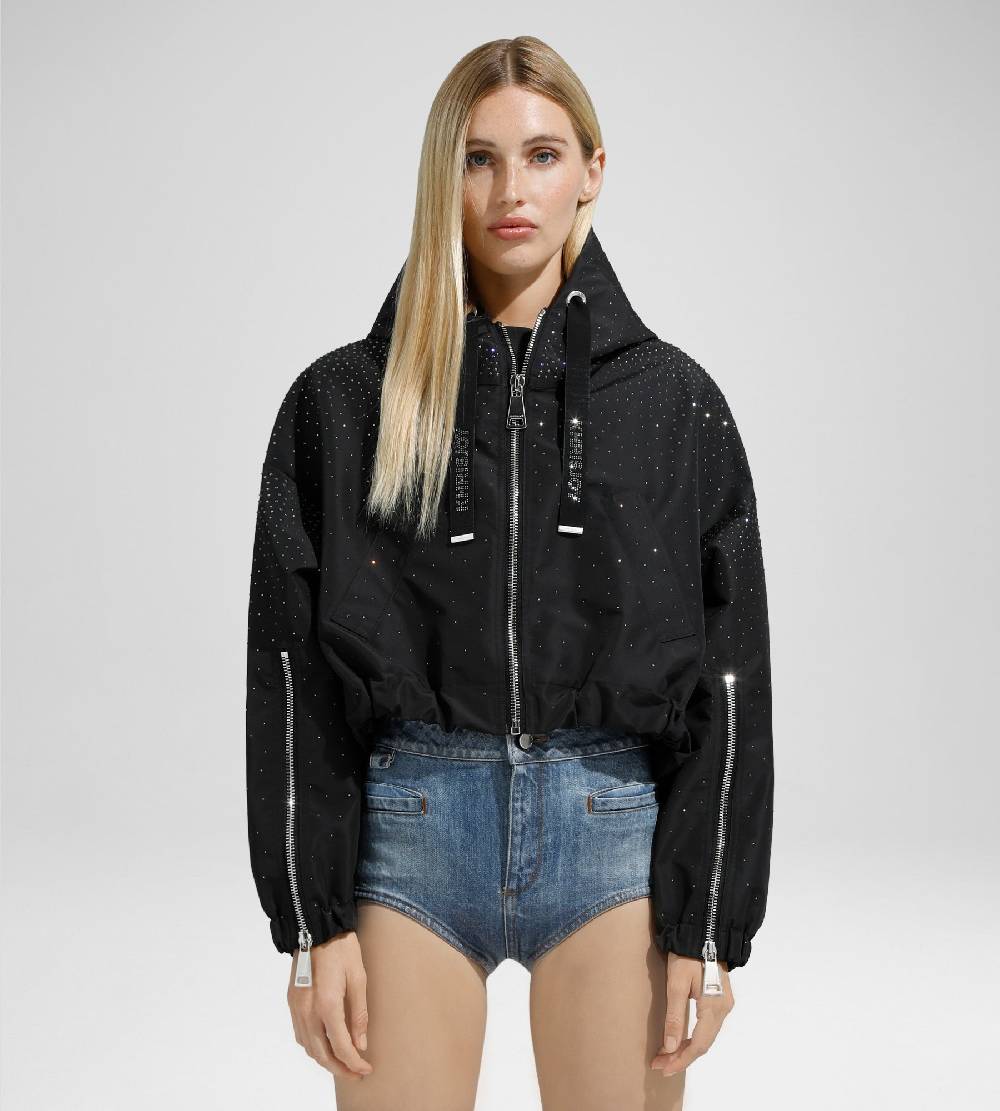 Khrisjoy KHRIS CROP WINDBREAKER STRASS BLACK