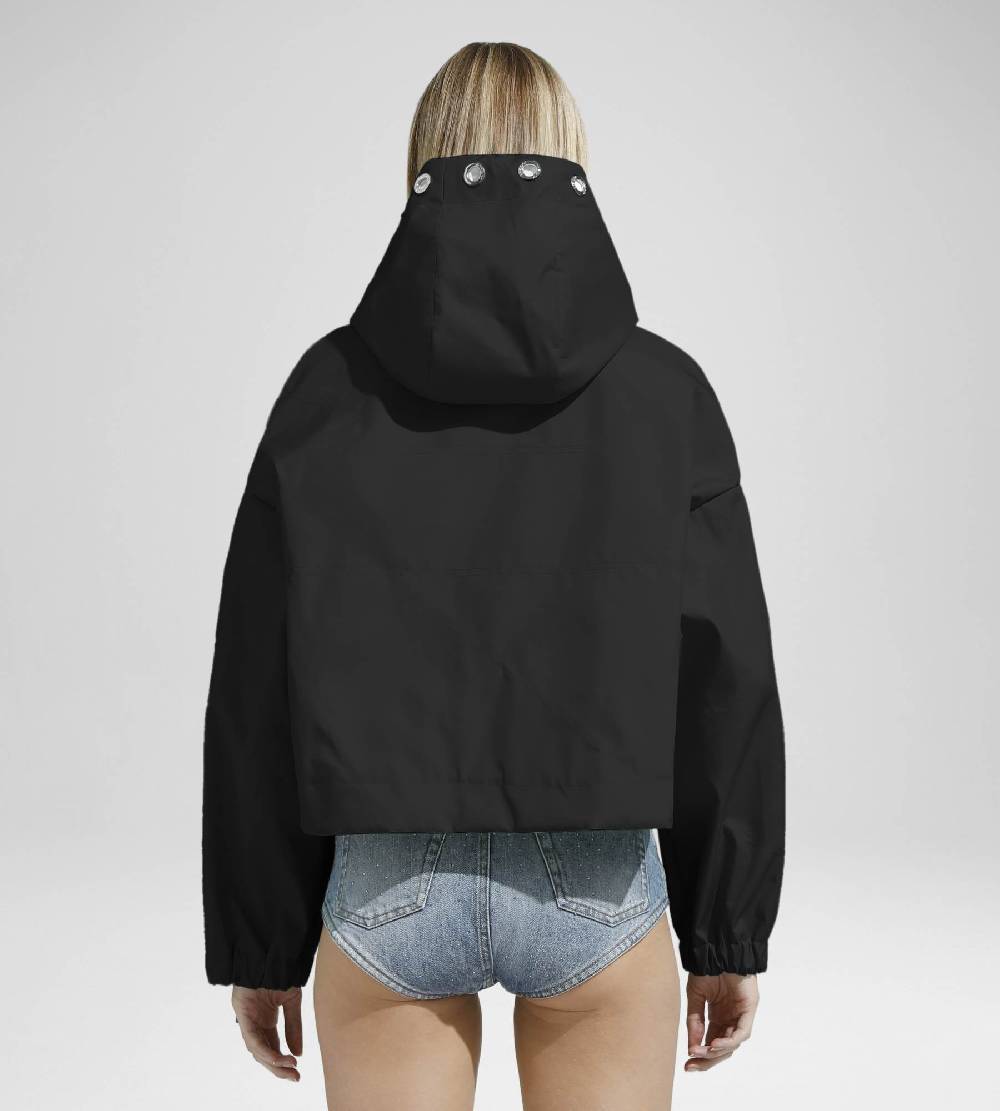 Khrisjoy NEW KHRIS CROP WINDBREAKER BLACK