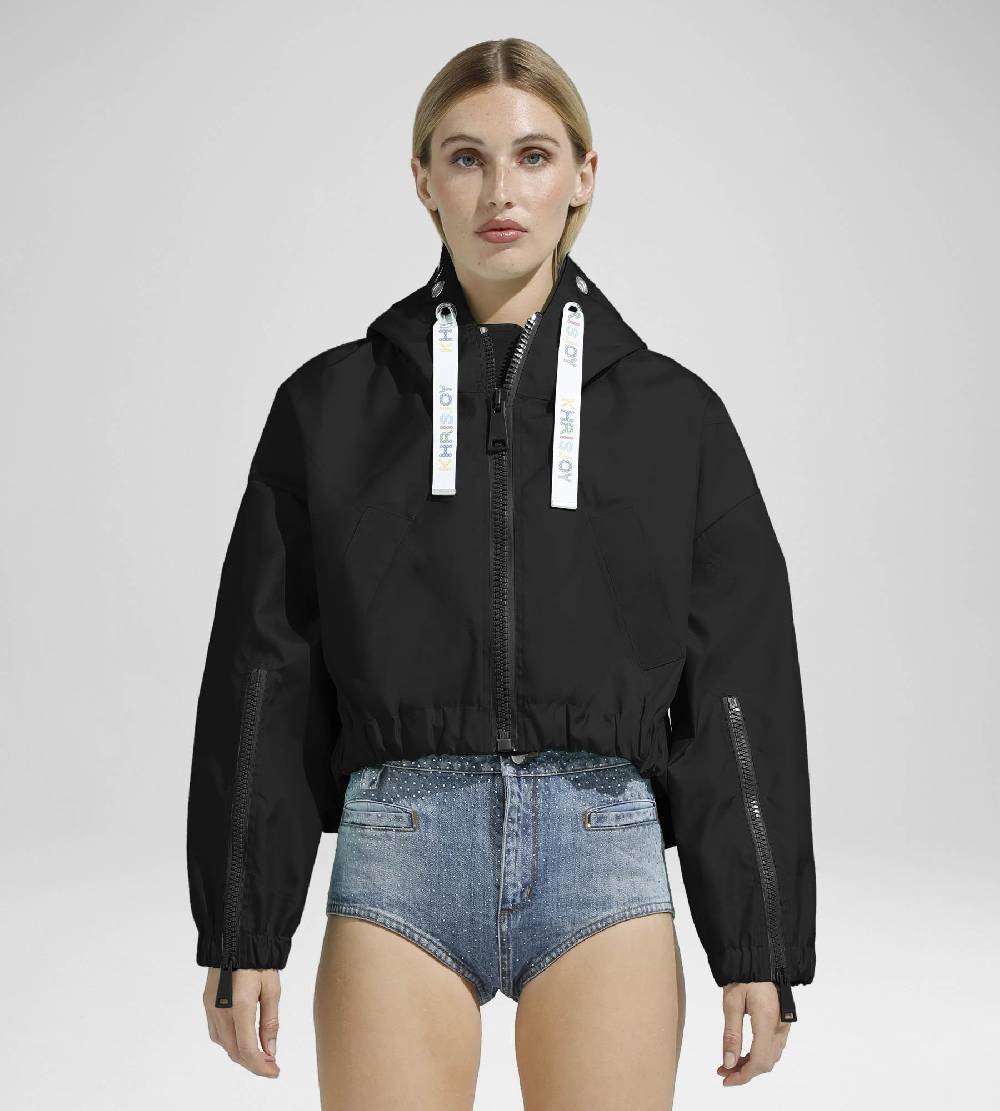 Khrisjoy NEW KHRIS CROP WINDBREAKER BLACK