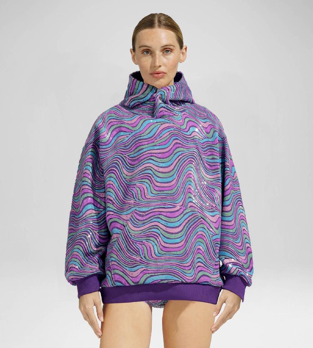 Khrisjoy WAVE PAILLETTES HOODIE MIX GRAPE