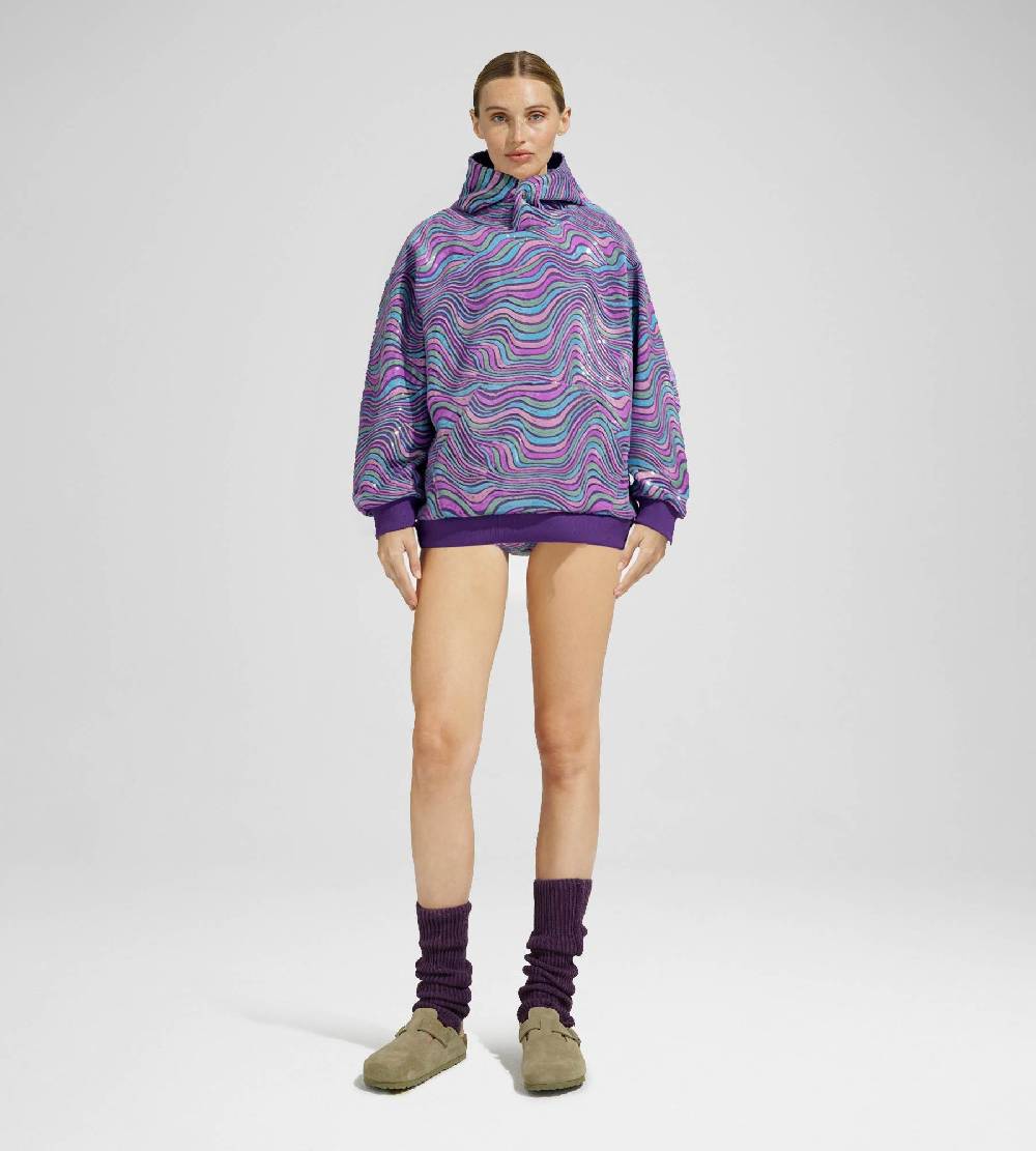Khrisjoy WAVE PAILLETTES HOODIE MIX GRAPE