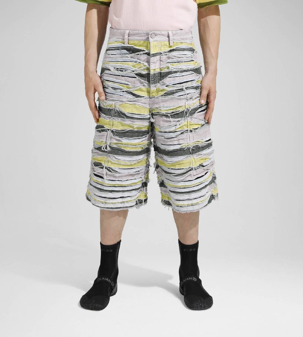 Khrisjoy LONG SHORTS DENIM STRIPES MULTICOLOR DENIM