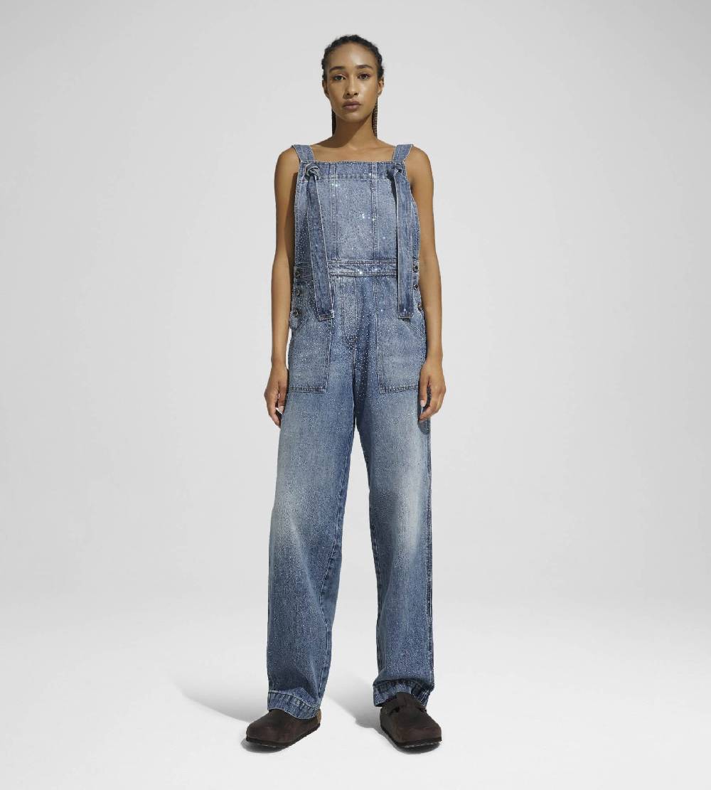 Khrisjoy SALOPETTE DENIM STRASS MEDIUM DENIM MULTICOLOR