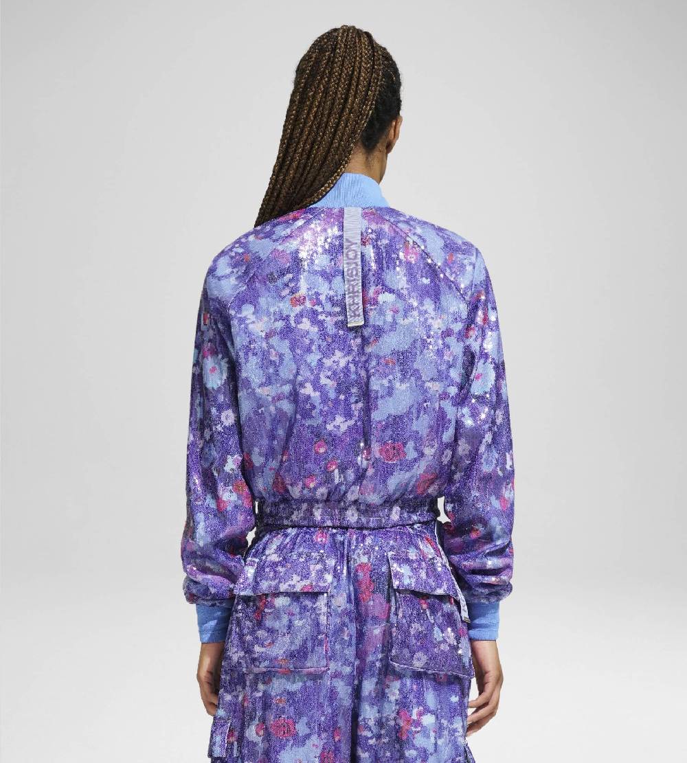Khrisjoy TRACK JACKET PAILLETTES FLOWERS UPSIDE DOWN GRAPE