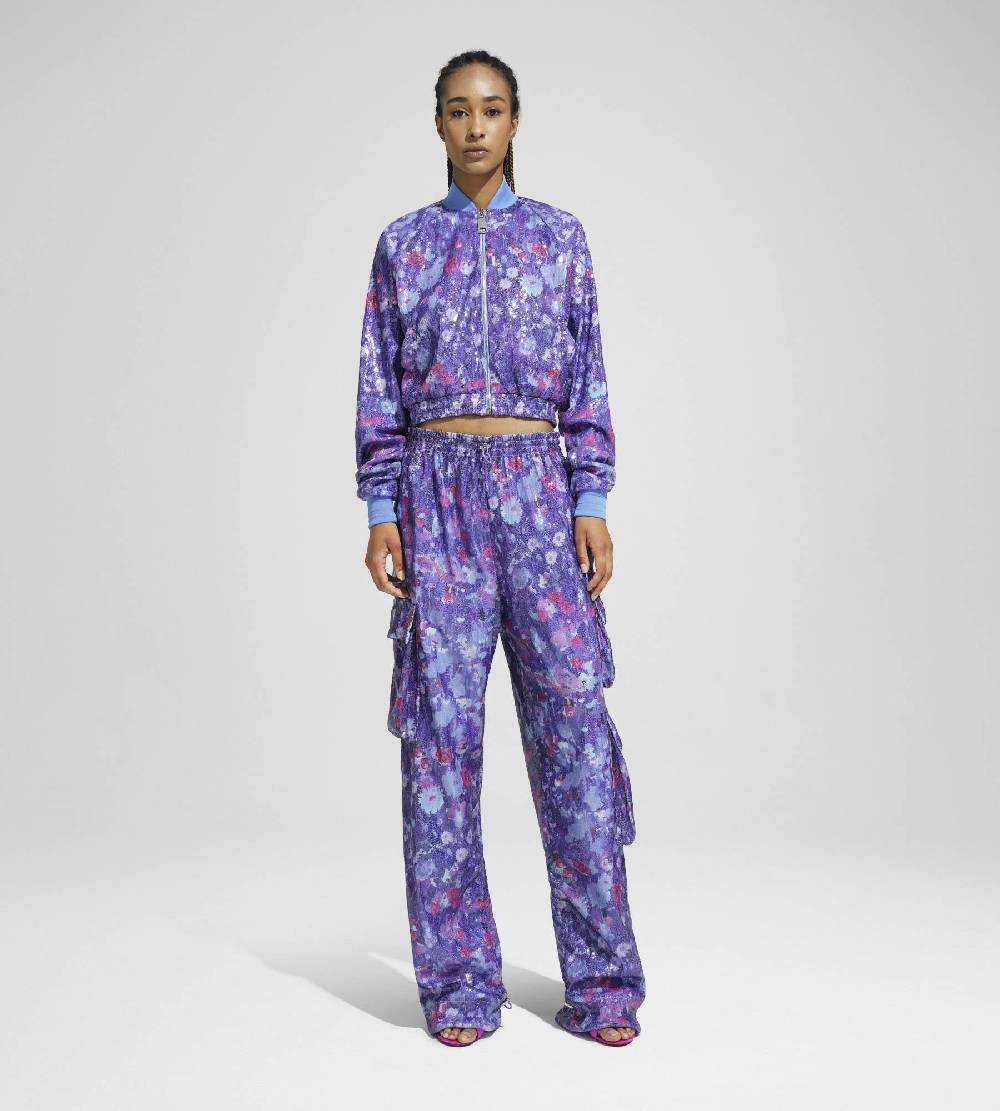 Khrisjoy TRACK JACKET PAILLETTES FLOWERS UPSIDE DOWN GRAPE