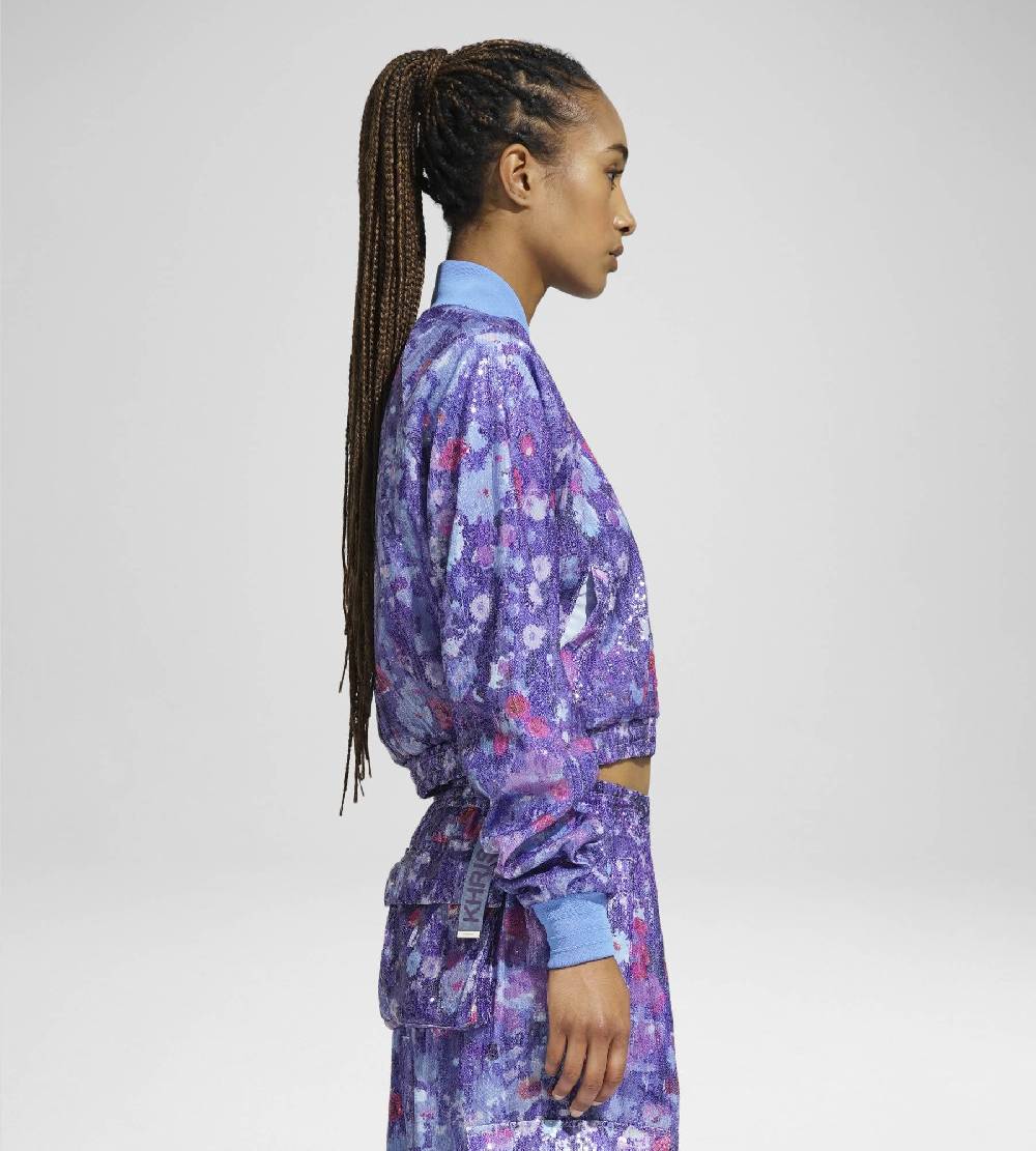 Khrisjoy TRACK JACKET PAILLETTES FLOWERS UPSIDE DOWN GRAPE