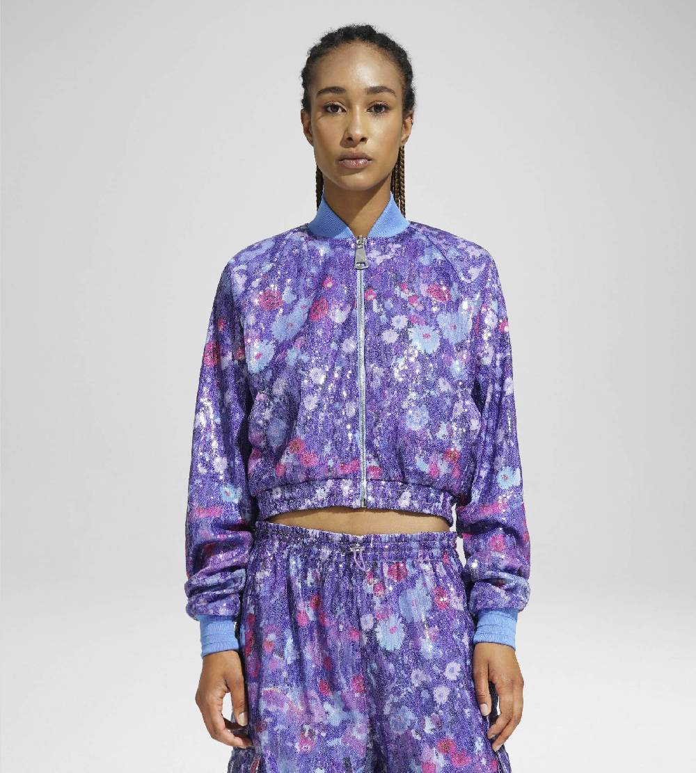 Khrisjoy TRACK JACKET PAILLETTES FLOWERS UPSIDE DOWN GRAPE