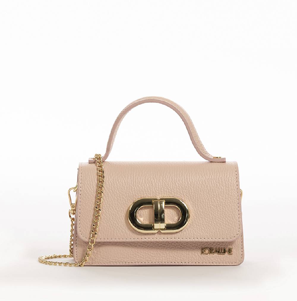 Koralline BORSA A MANO IN PELLE CON FIBBIA IN METALLO
