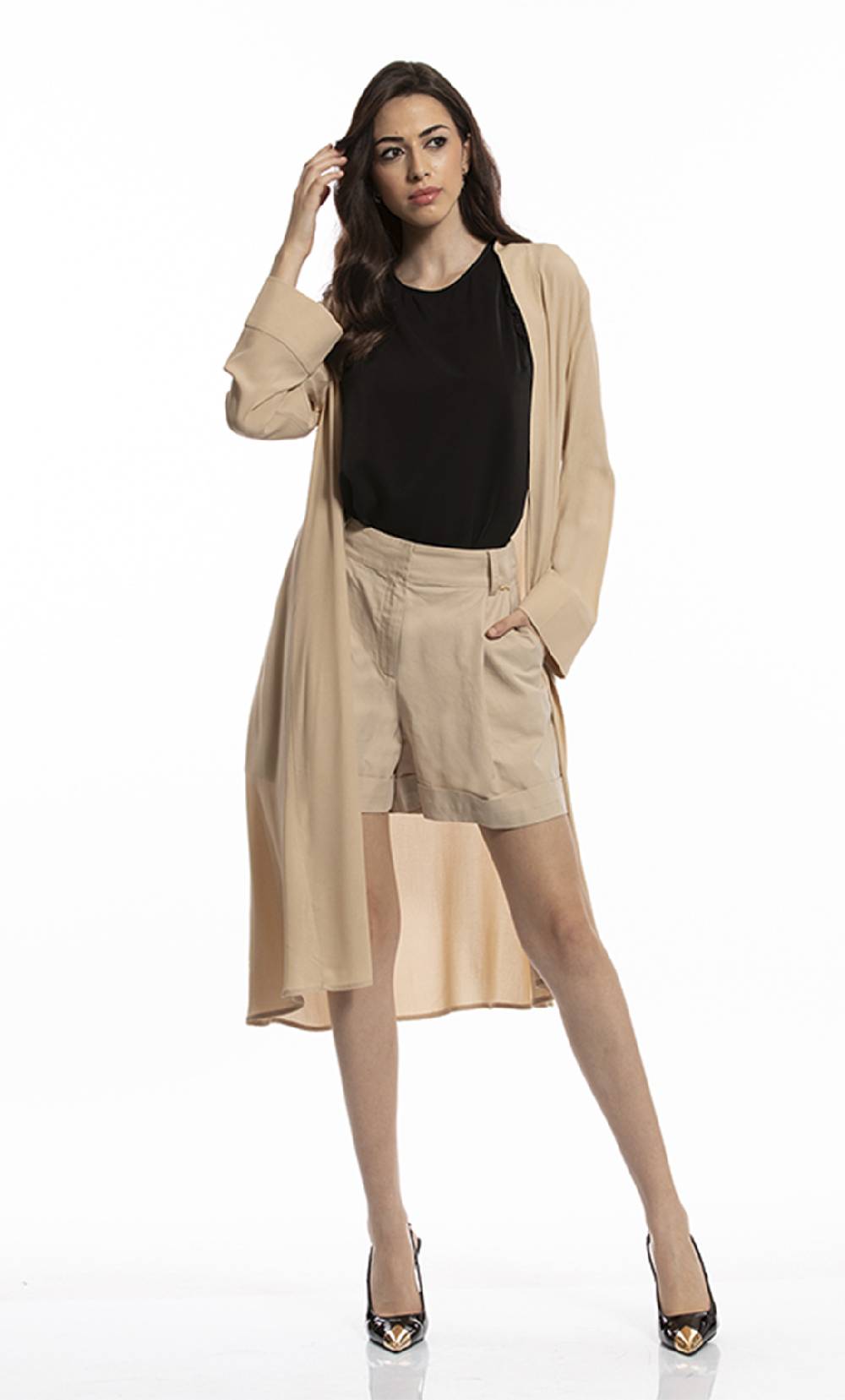 Koralline KIMONO IN VISCOSA CON PANNELLO PLISSETTATO