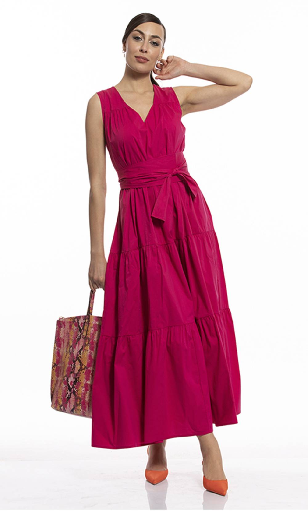 Koralline ABITO A BALZE IN POPELINE CON CNTURA