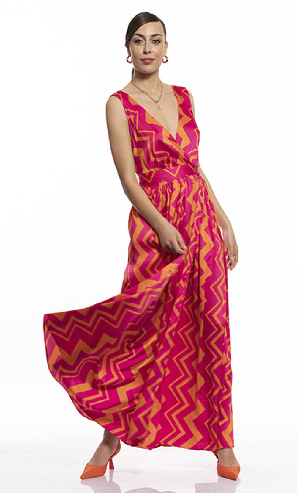 Koralline ABITO LUNGO IN STAMPA ZIG-ZAG