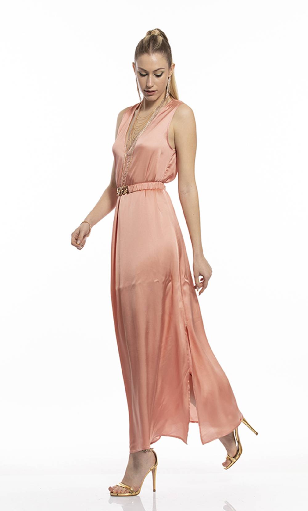 Koralline ABITO LUNGO IN VISCOSA CON CINTURA