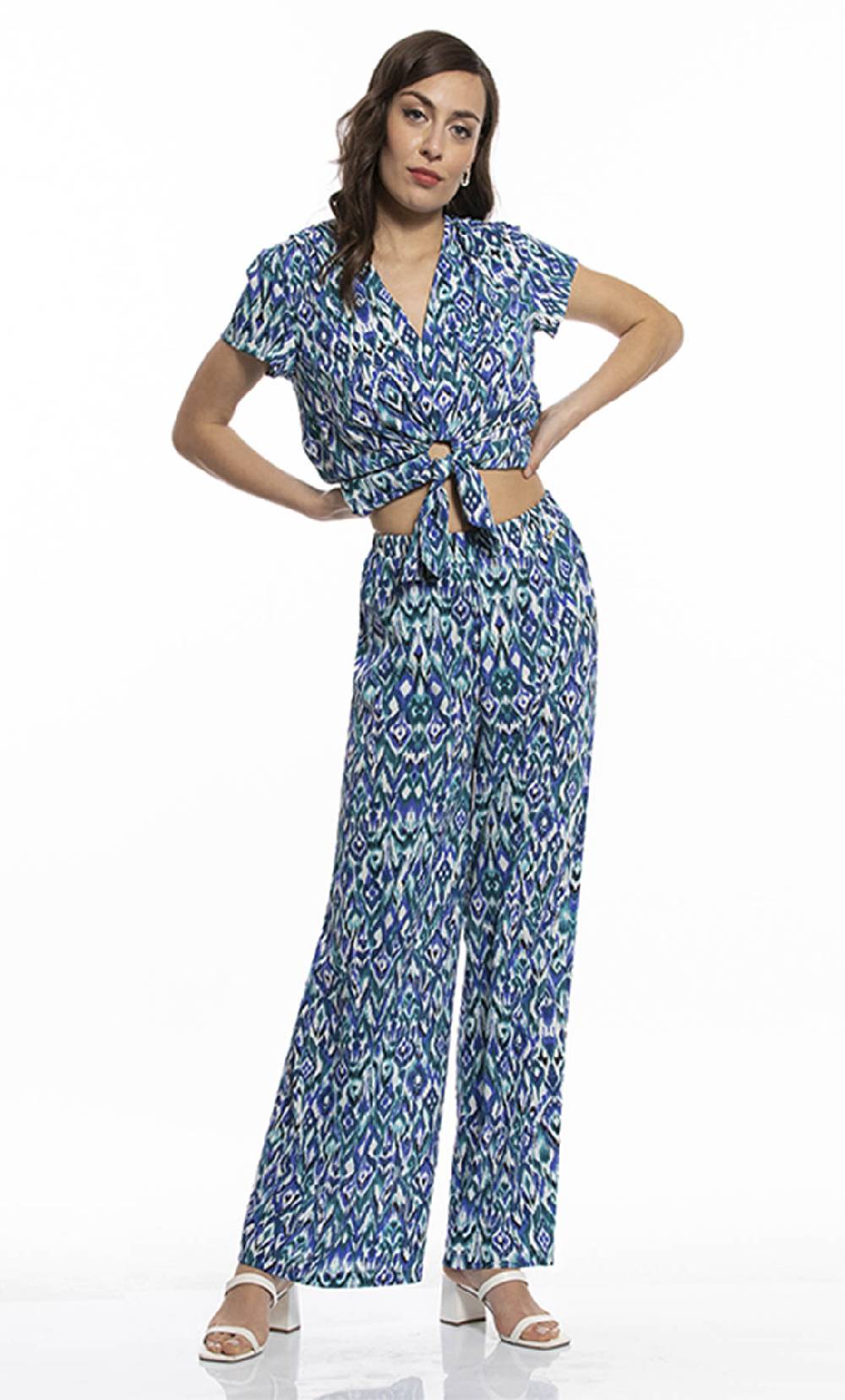 Koralline BLUSA ANNODATA DAVANTI IN STAMPA MOSAICO