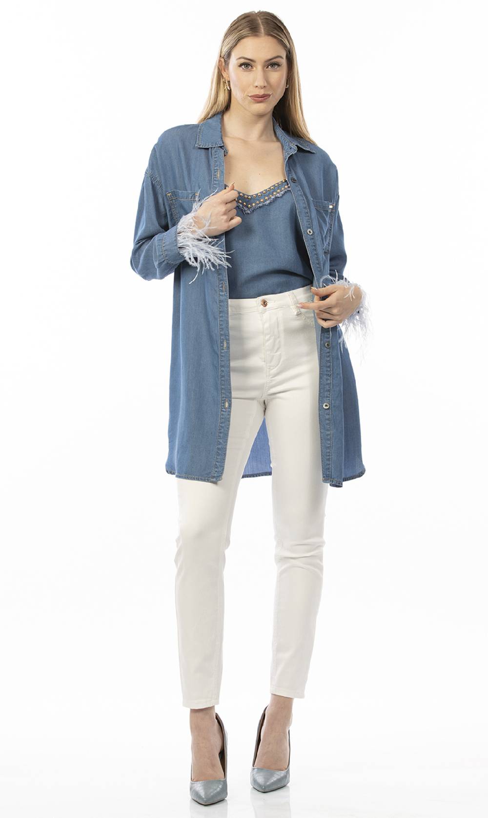 Koralline CAMICIA IN CHAMBRAY CON PIUME