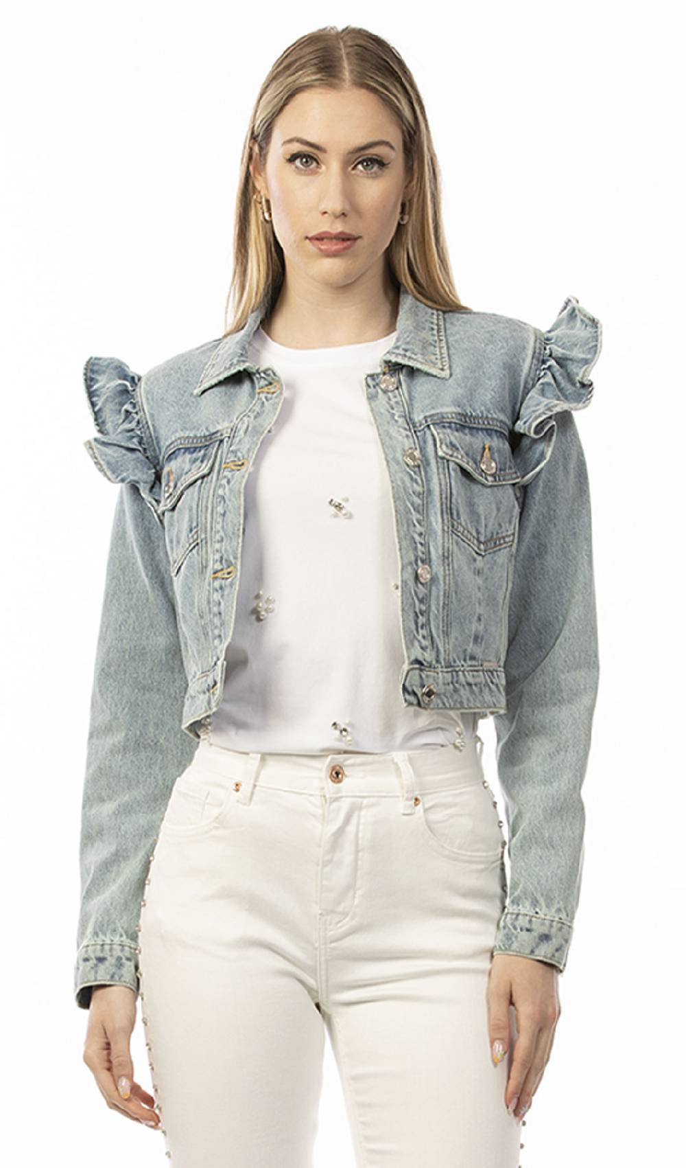 Koralline GIACCHINO IN DENIM CON ROUCHES