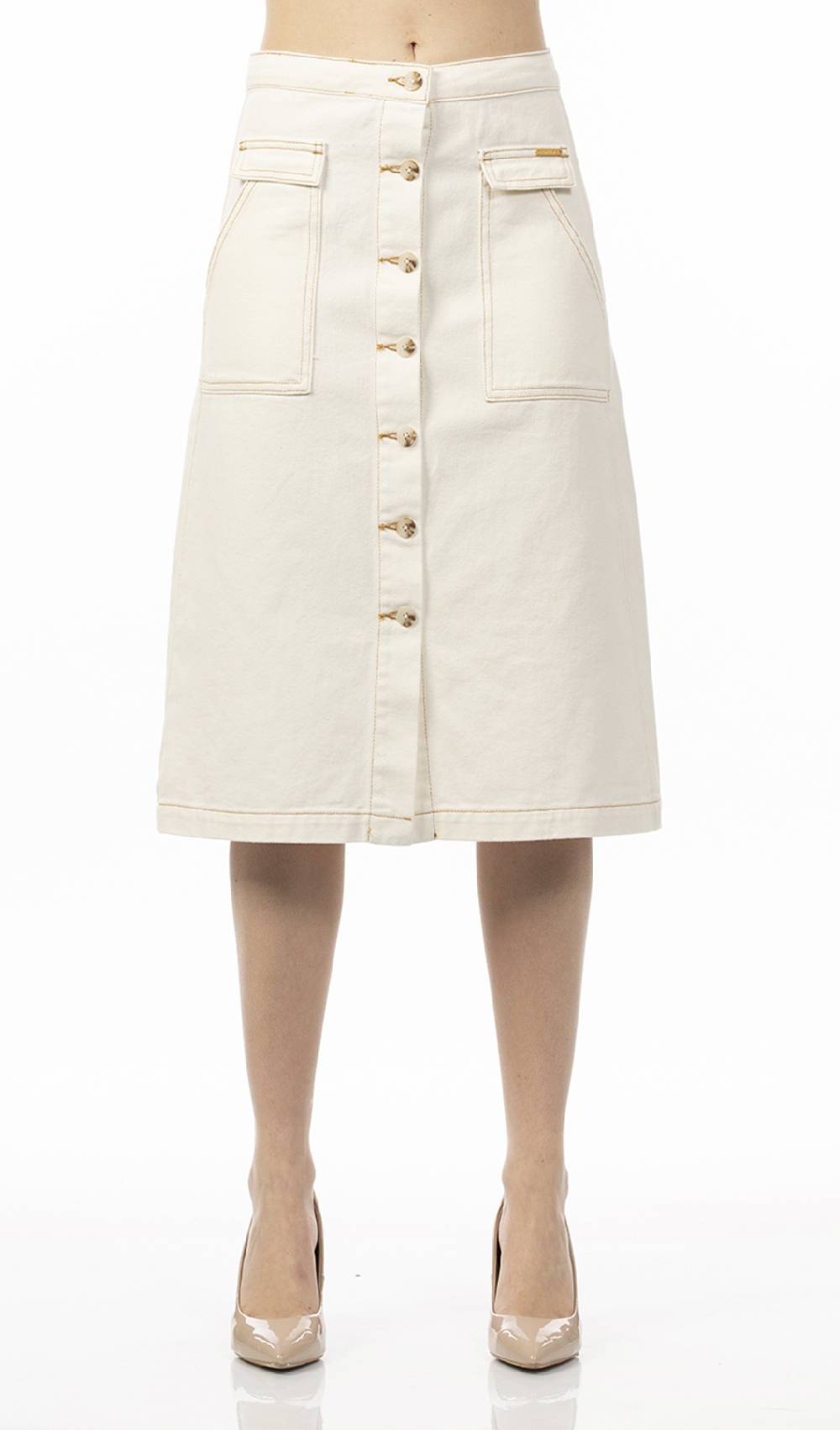 Koralline GONNA IN DENIM CON IMPUNTURE A CONTRASTO