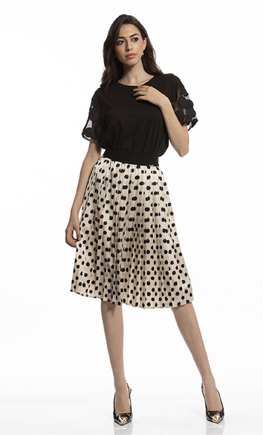 Koralline GONNA PLISSE’ IN STAMPA POIS