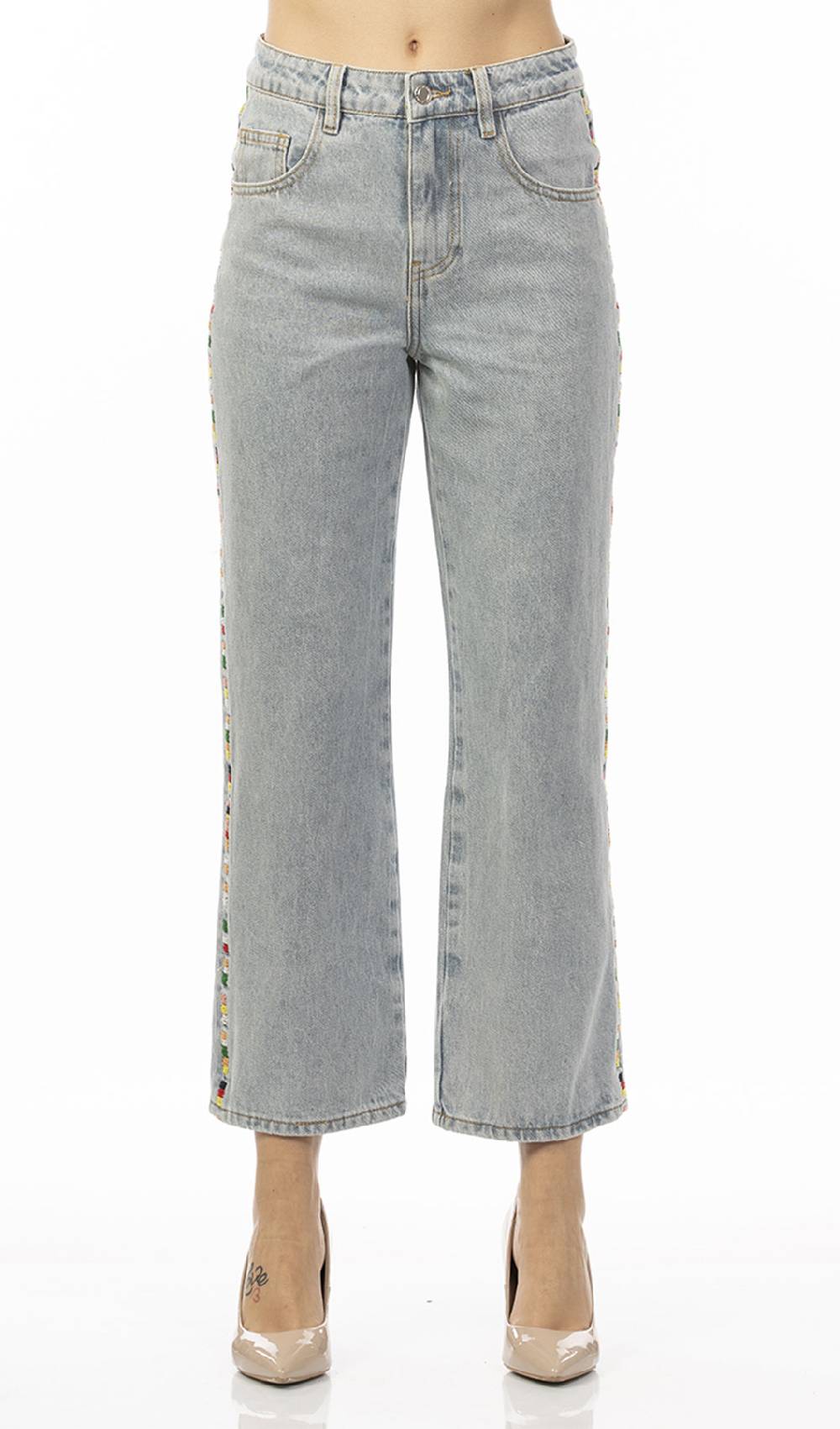 Koralline JEANS CON RICAMO ALLE TASCHE