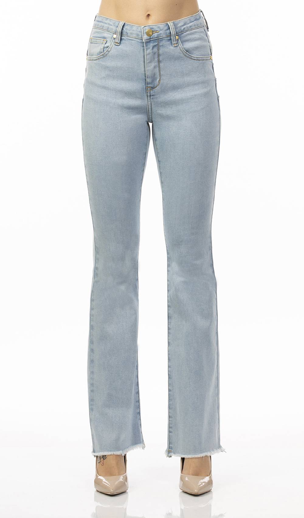 Koralline JEANS ZAMPA CON ORLO SFRANGIATO