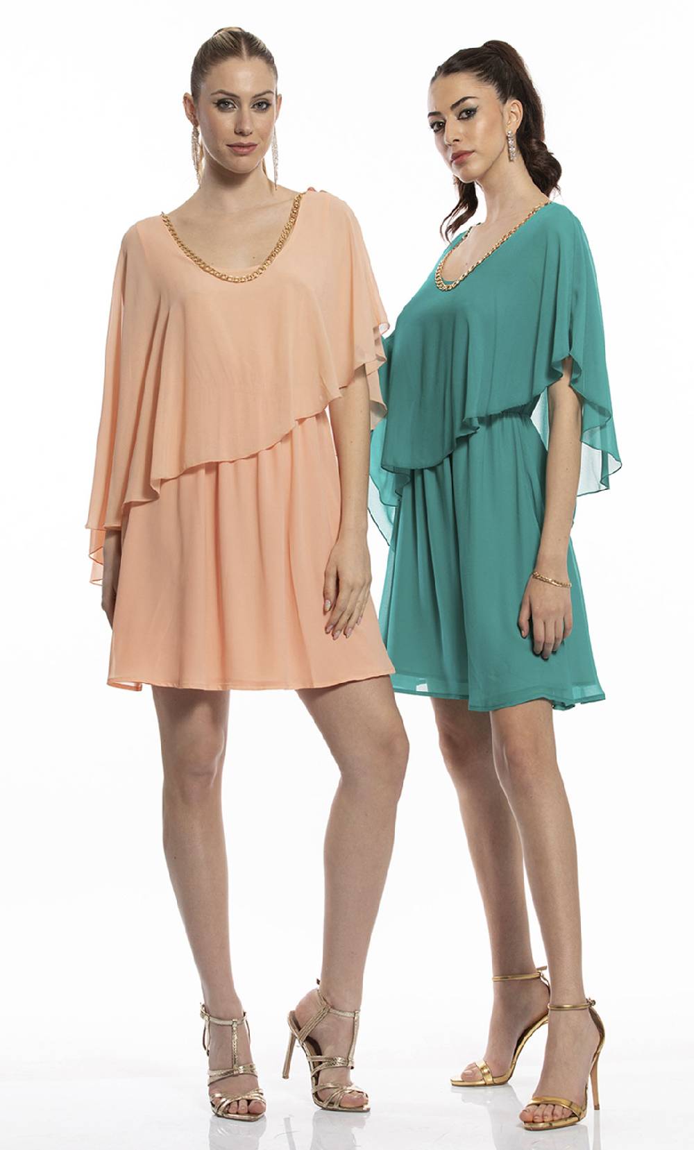 Koralline MINIABITO CON MANTELLINA ASIMMETRICA