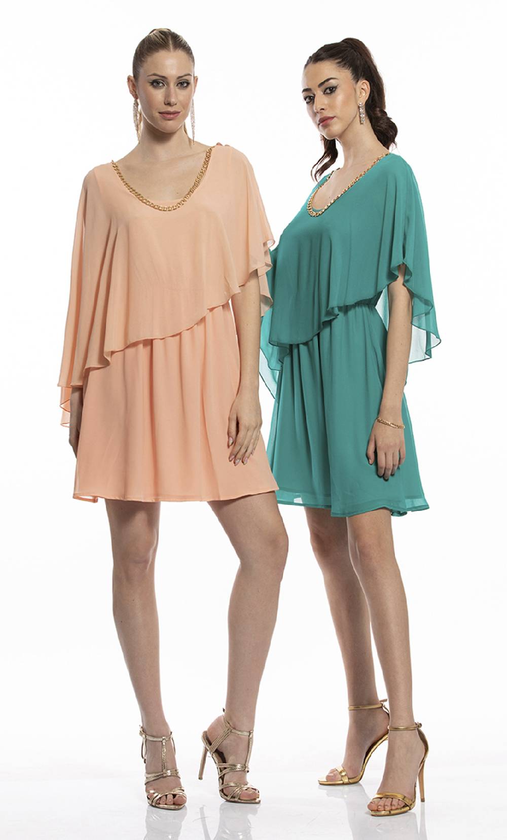 Koralline MINIABITO CON MANTELLINA ASIMMETRICA