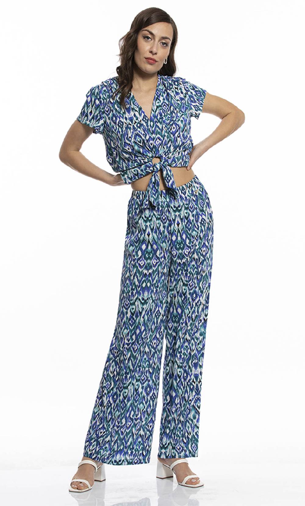 Koralline PANTALONE CROP IN STAMPA MOSAICO