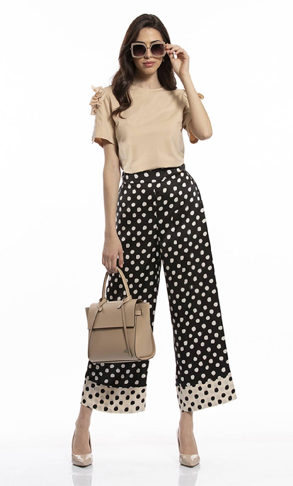 Koralline PANTALONE CROP IN STAMPA POIS