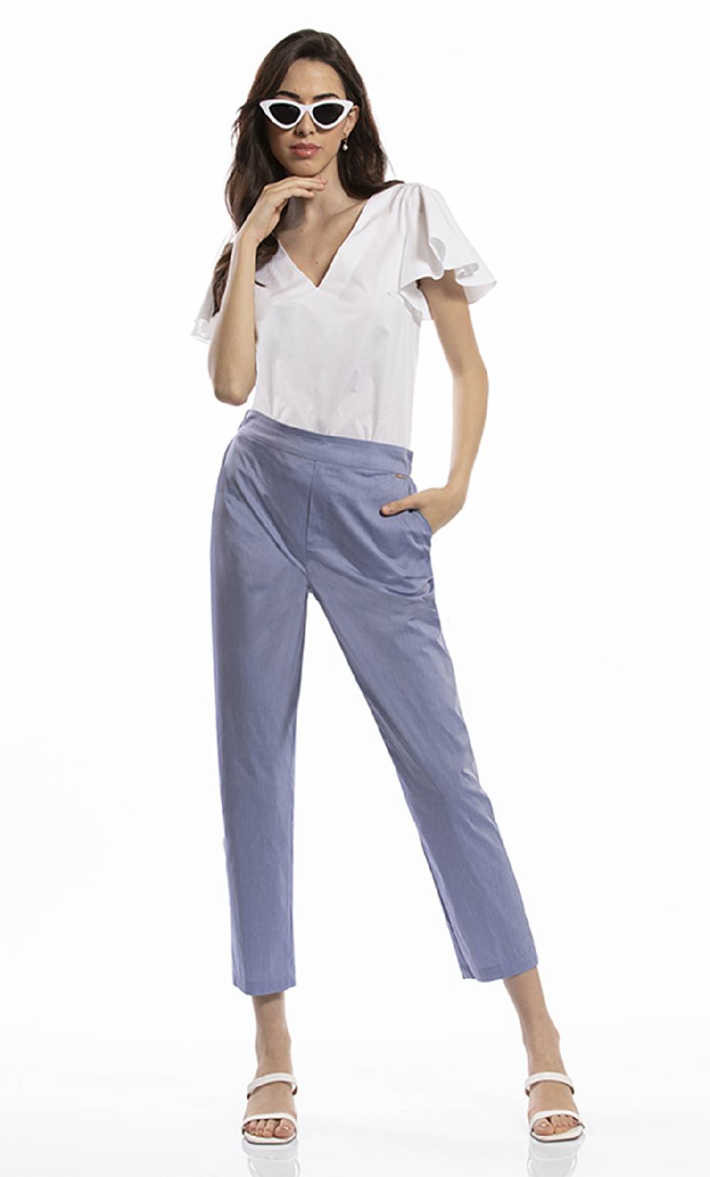 Koralline PANTALONE IN POPELINE CON ELASTICO