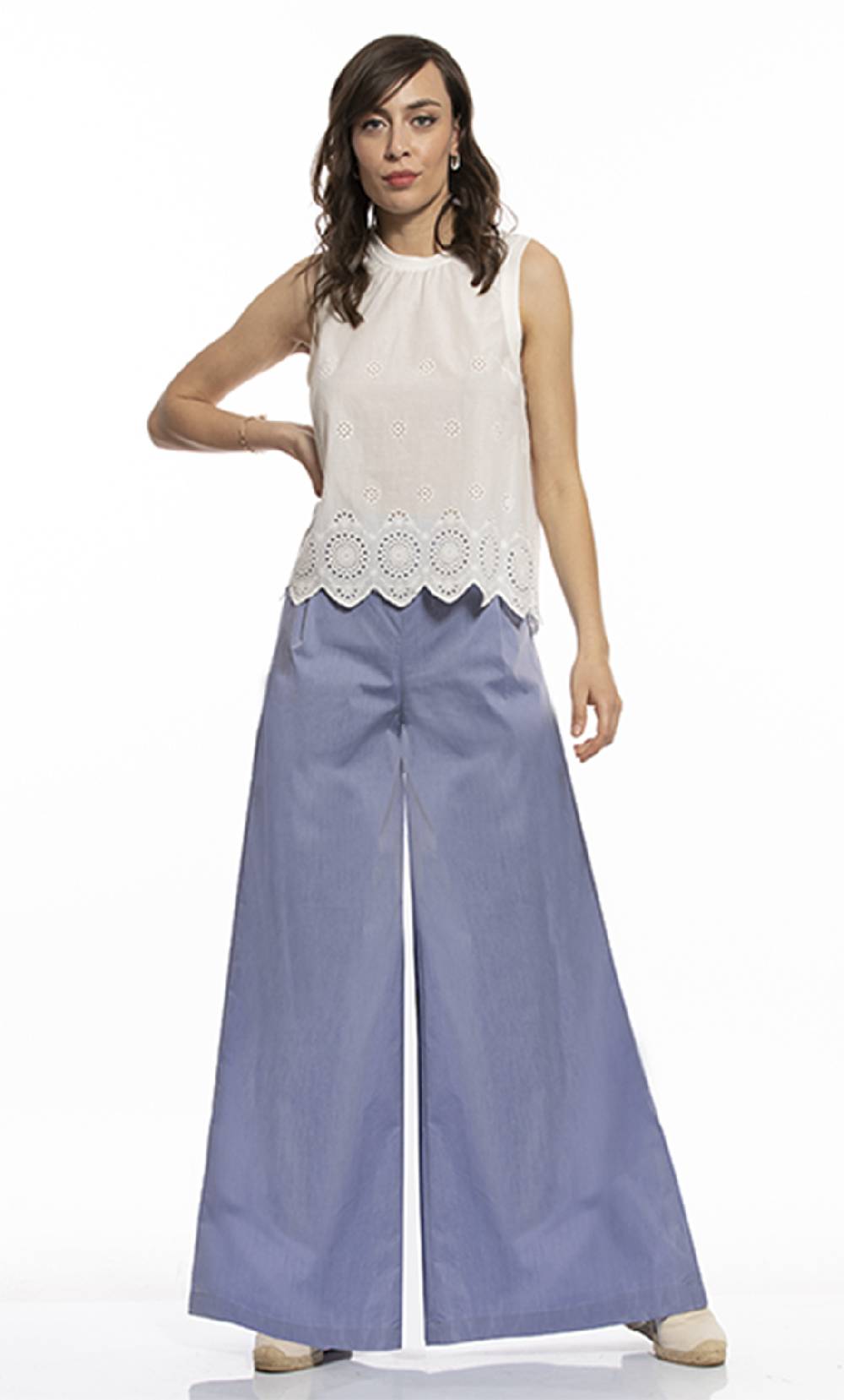 Koralline PANTALONE PALAZZO IN POPELINE