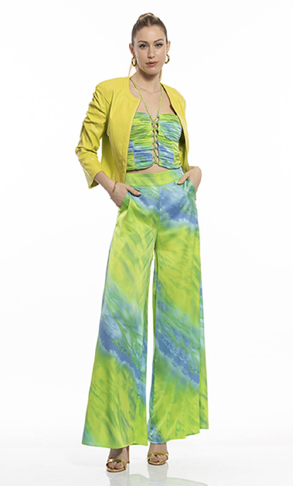 Koralline PANTALONE PALAZZO IN STAMPA ASTRATTA