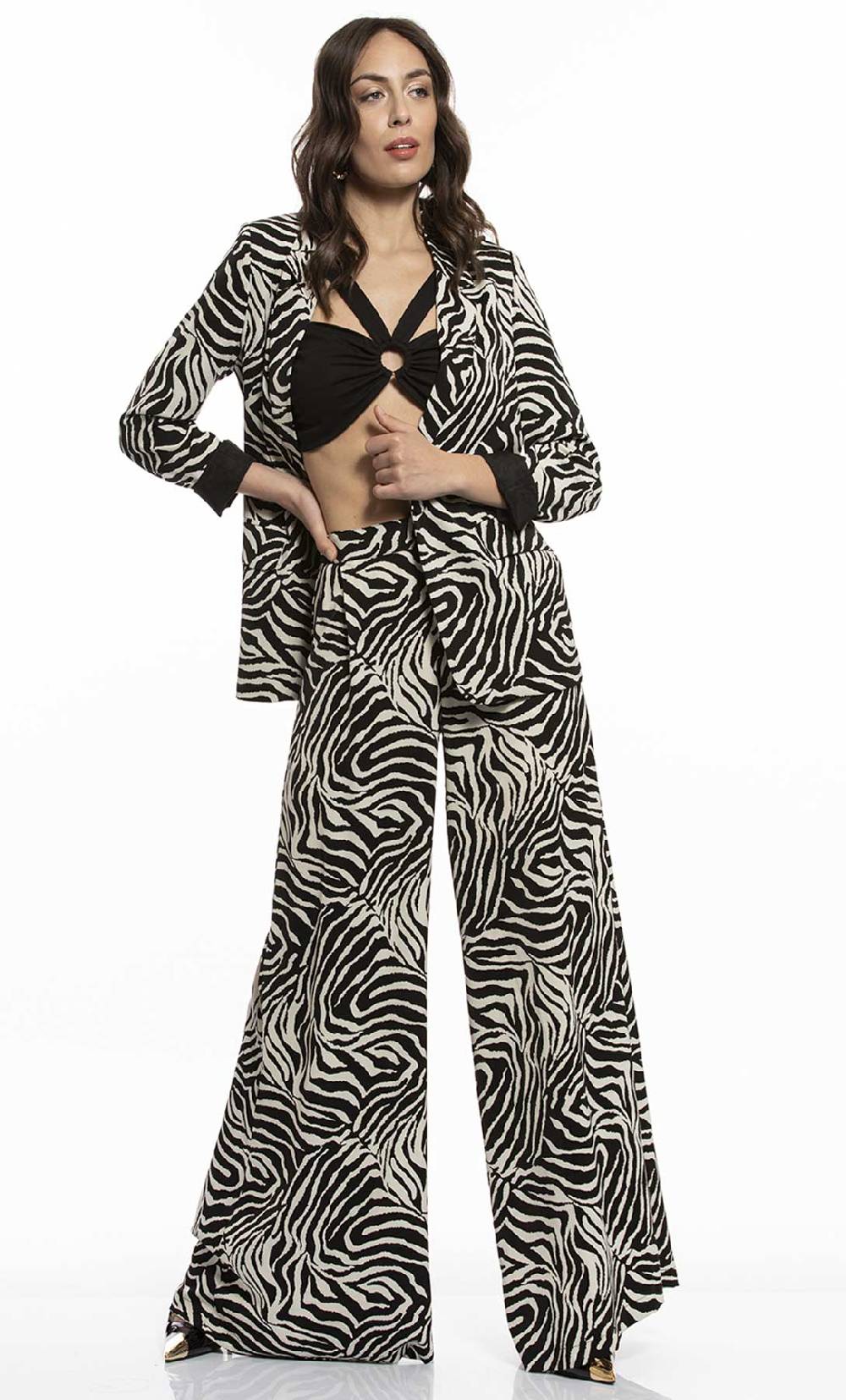 Koralline PANTALONE PALAZZO IN STAMPA ZEBRATA