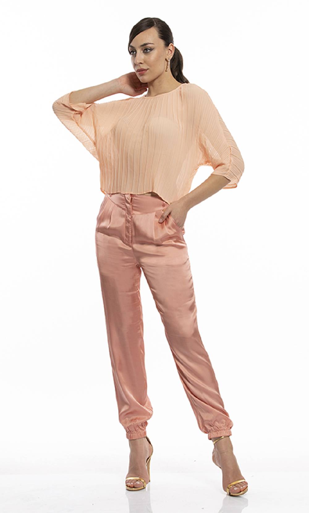 Koralline PANTALONI IN VISCOSA CON POLSINO