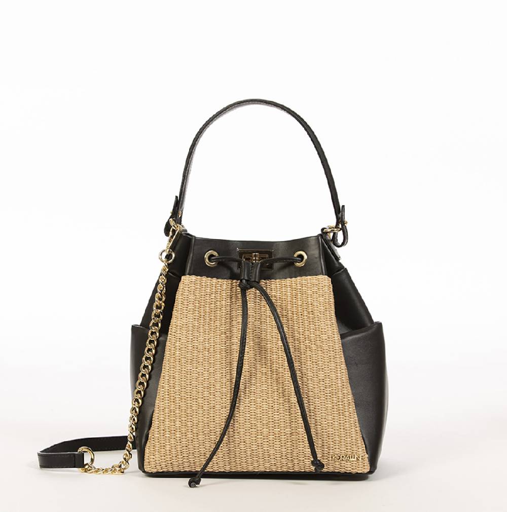 Koralline SECCHIELLO IN PELLE CON INSERTO IN RAFIA