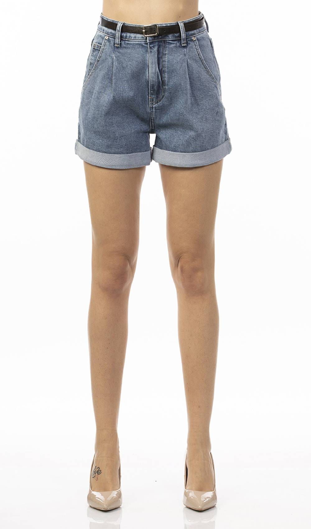 Koralline SHORTS IN DENIM CON CINTURA