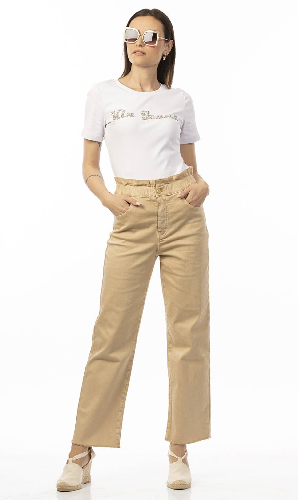 Koralline T-SHIRT BASICA CON LOGO STRASS