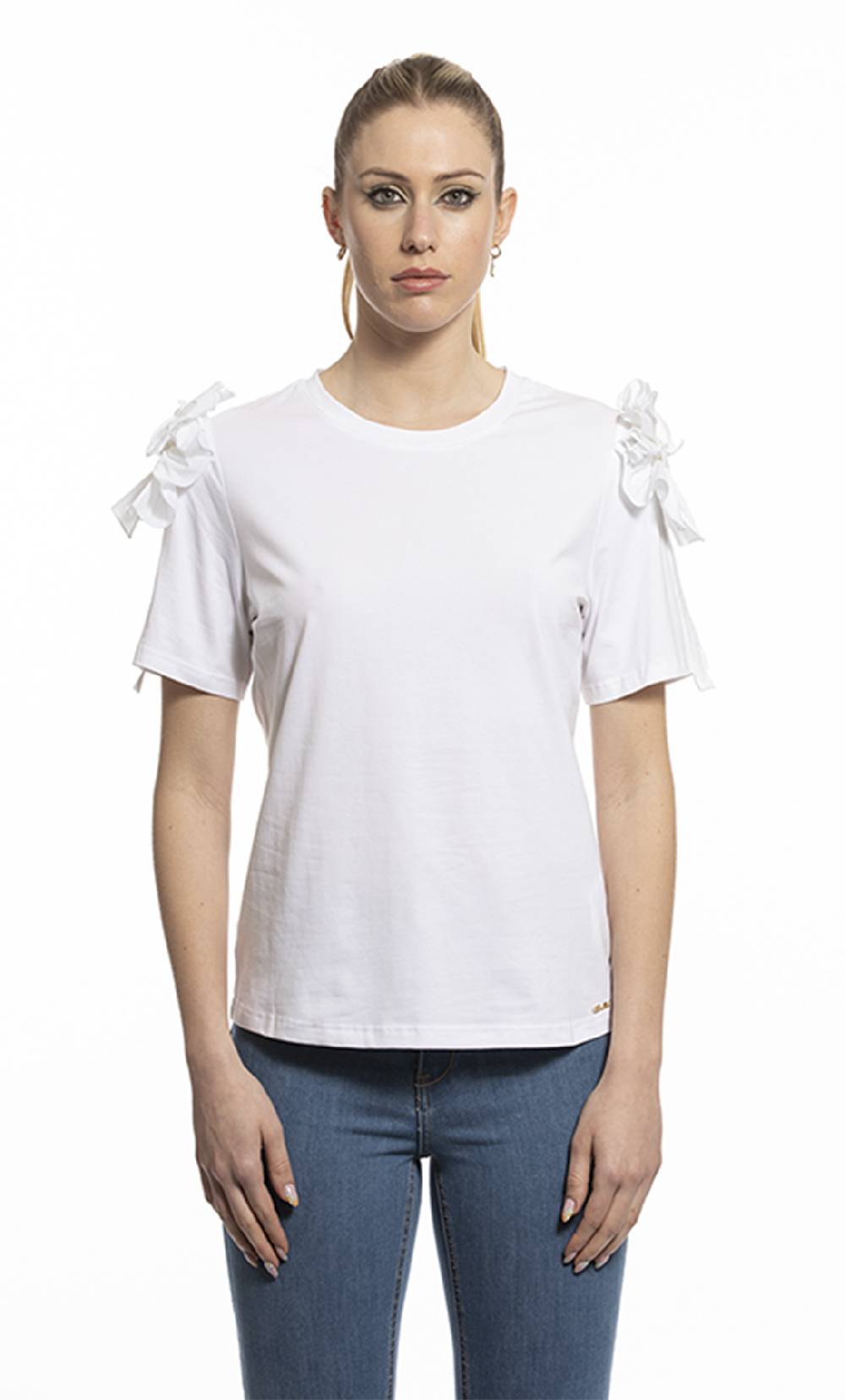 Koralline T-SHIRT CON FIOCCO SULLE MANICHE