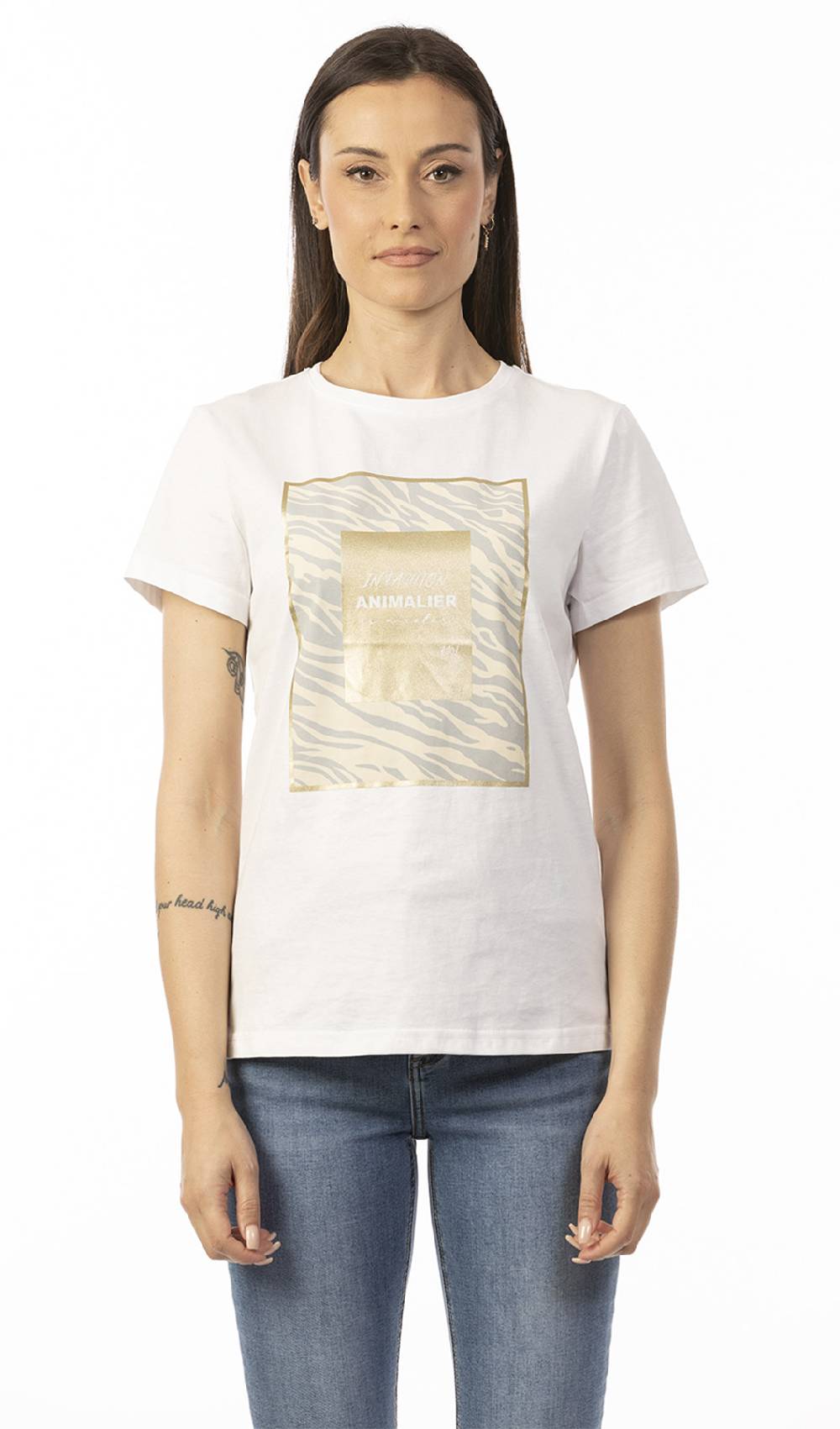 Koralline T-SHIRT CON FRASE SLOGAN ANIMALIER