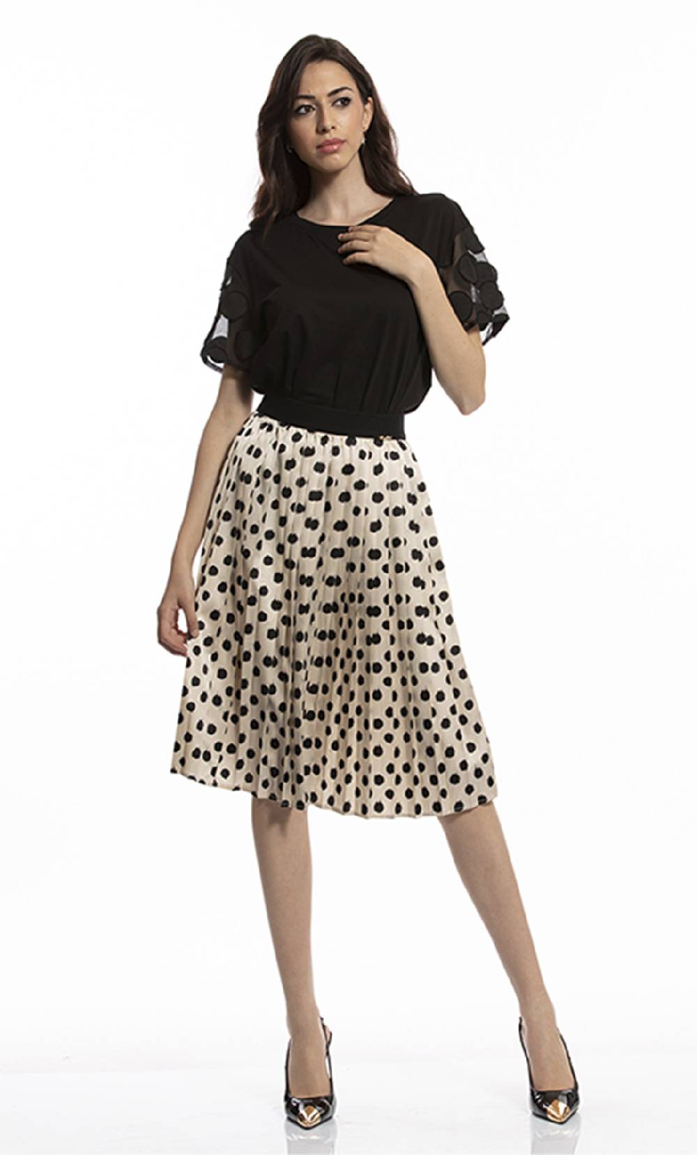 Koralline T-SHIRT CON MANICHE IN TESSUTO POIS