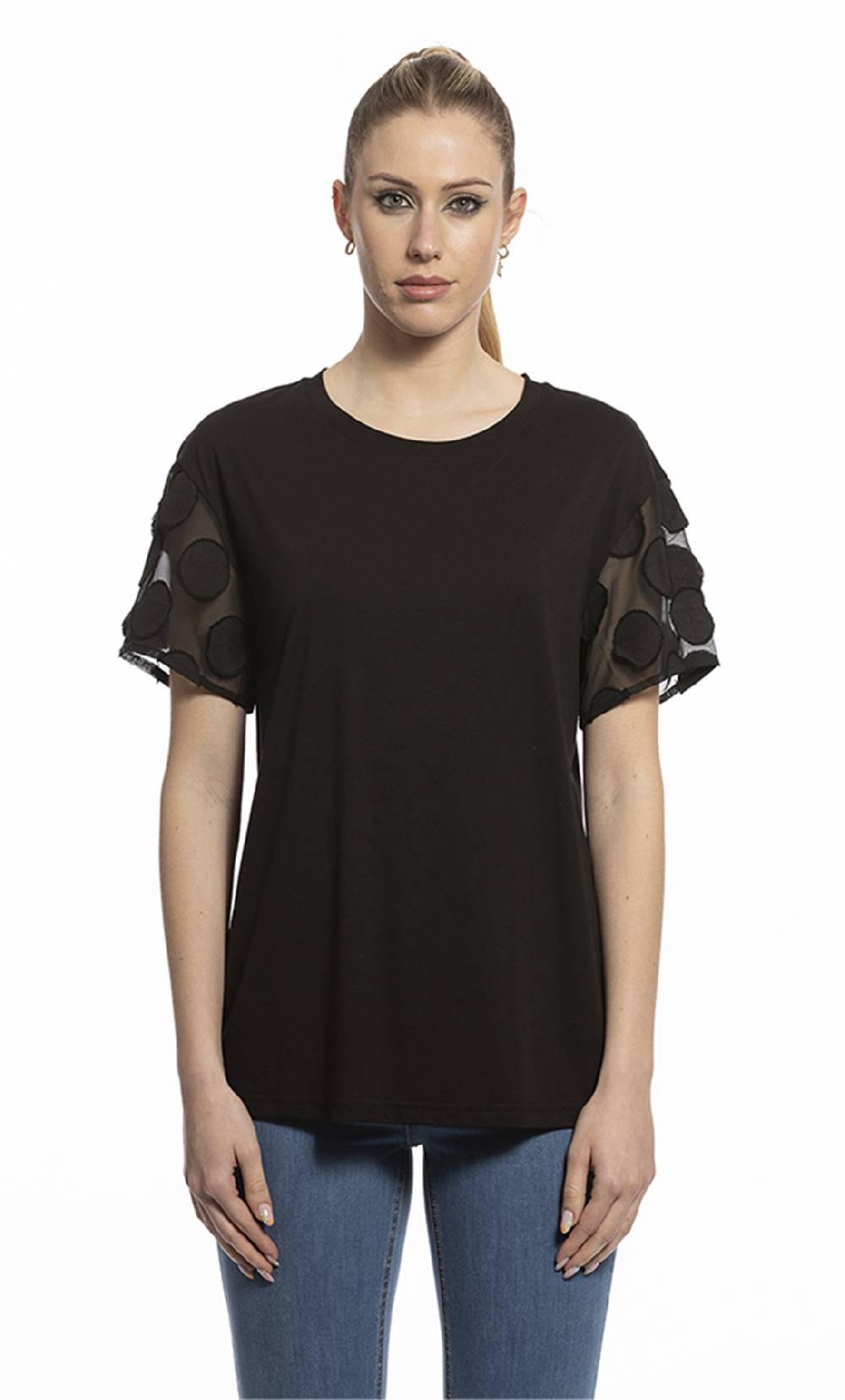 Koralline T-SHIRT CON MANICHE IN TESSUTO POIS