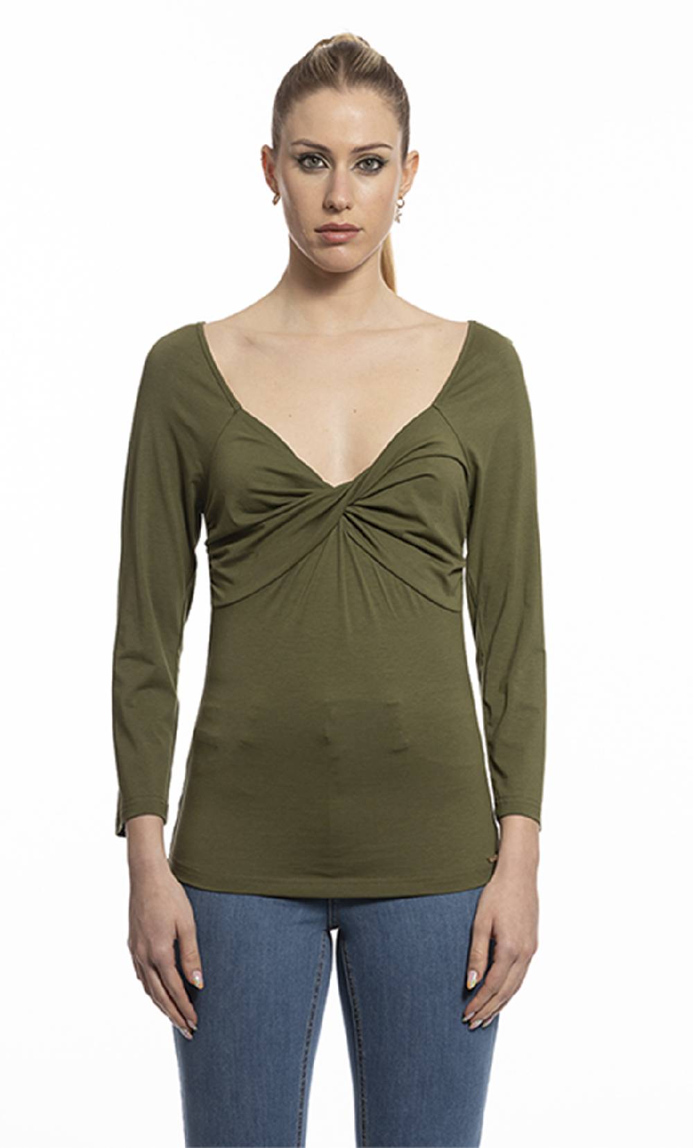 Koralline T-SHIRT CON SCOLLO DRAPPEGGIATO