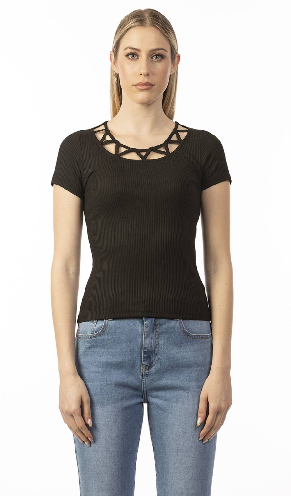 Koralline T-SHIRT CON SCOLLO INTRECCIATO