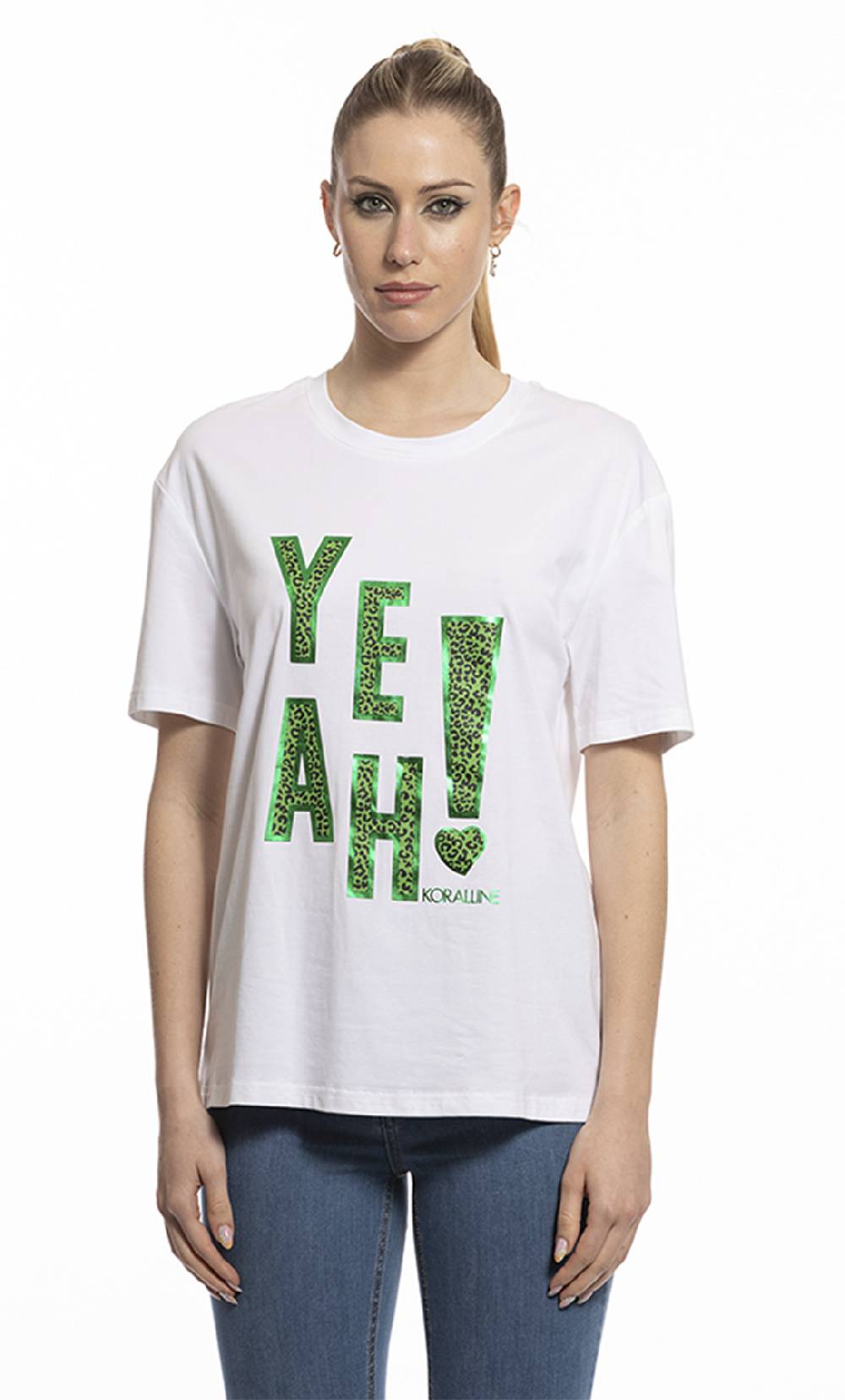 Koralline “T-SHIRT CON STAMPA “”YEAH”””