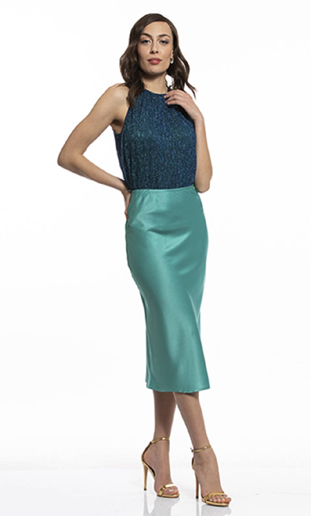 Koralline TOP IN LUREX SCOLLO HALTER