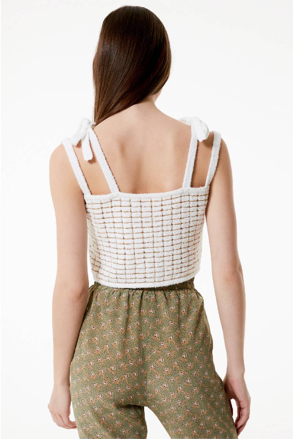 Kristina Ti GIULIA - Crop Top With Shoulder Pads Goldy