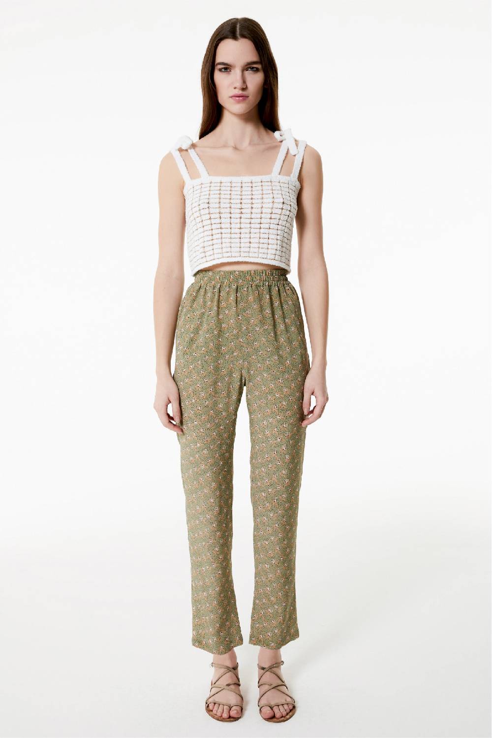 Kristina Ti GIULIA - Crop top with shoulder pads Goldy