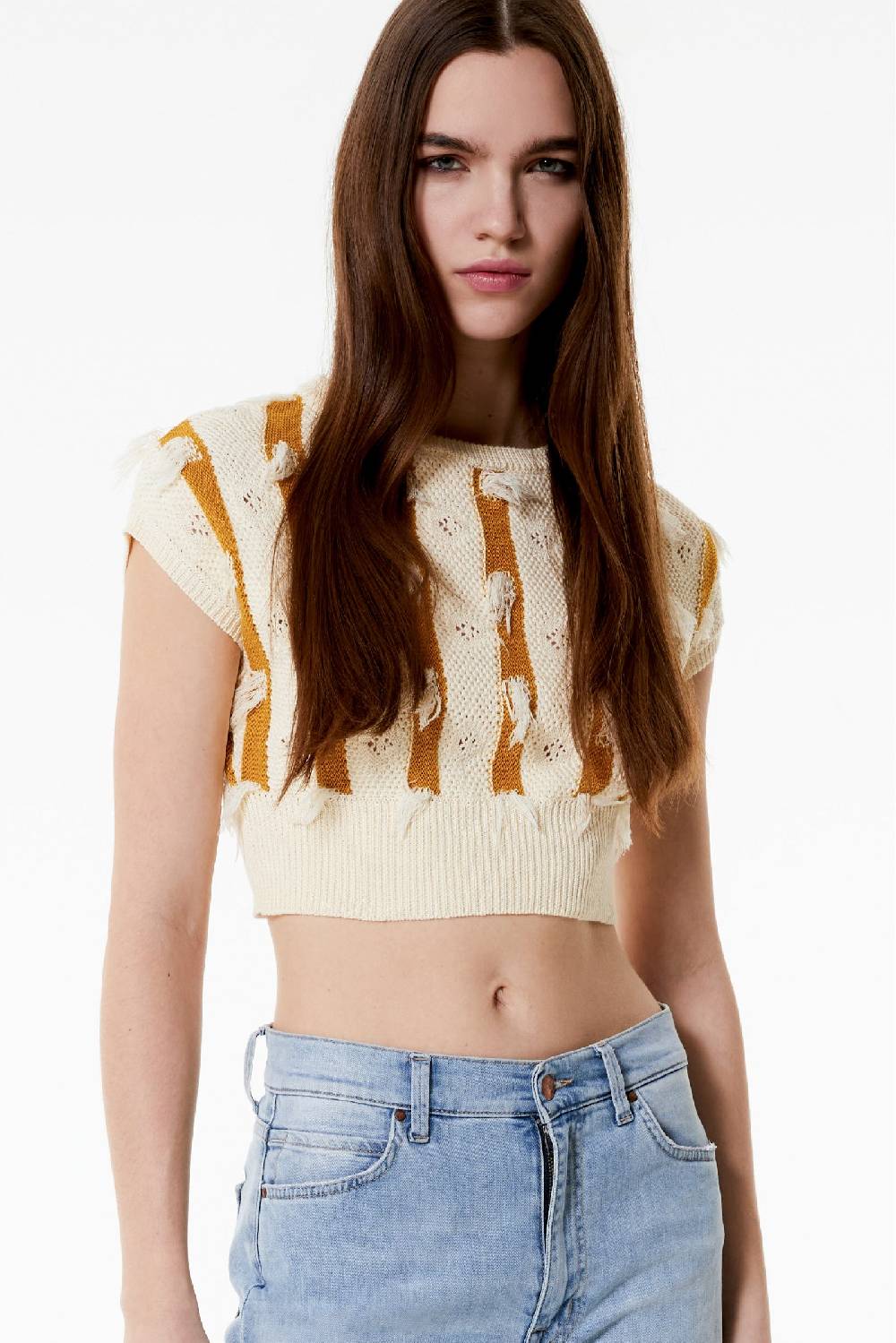 Kristina Ti ALMA - Knitted crop top Fringe