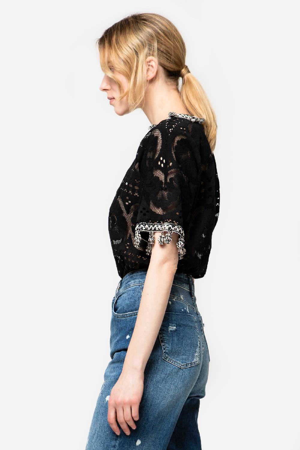 Kristina Ti ALTHEA - Short Sleeve Lace Blouse