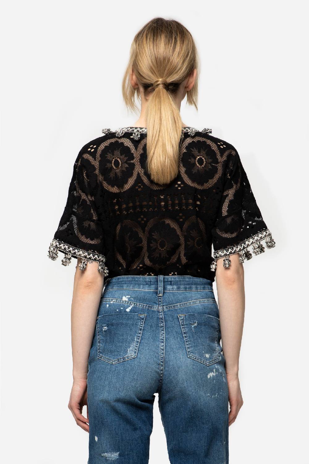 Kristina Ti ALTHEA - Short Sleeve Lace Blouse