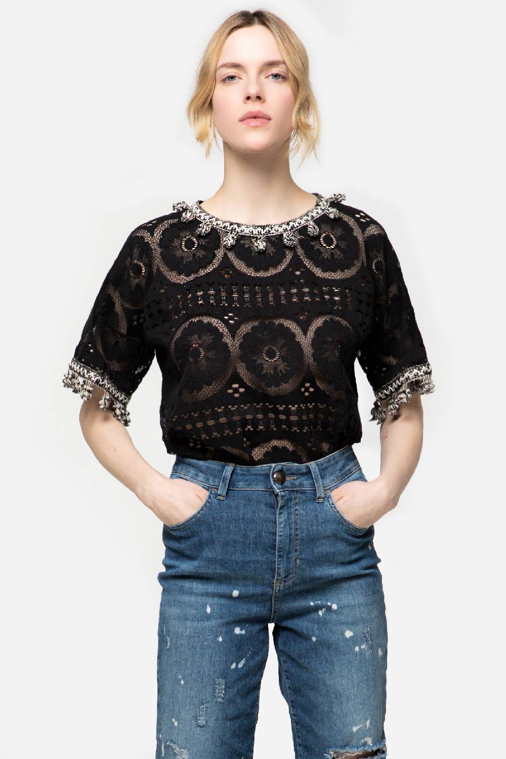 Kristina Ti ALTHEA - Short sleeve lace blouse