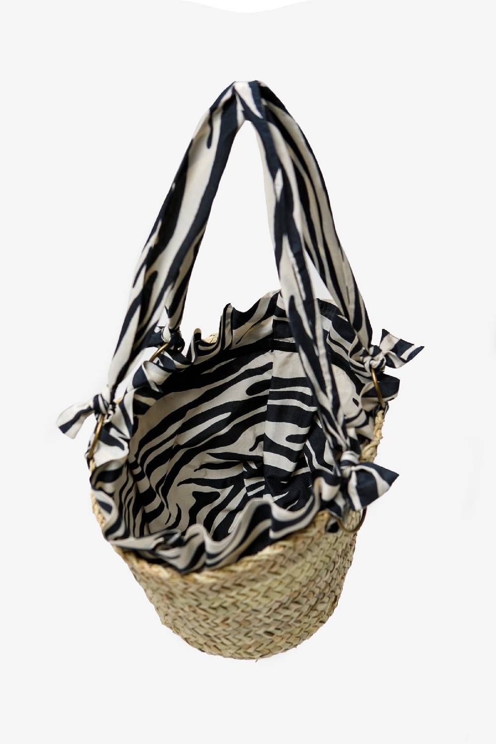 Kristina Ti AMALFI - Animal Print Medium Straw Bag
